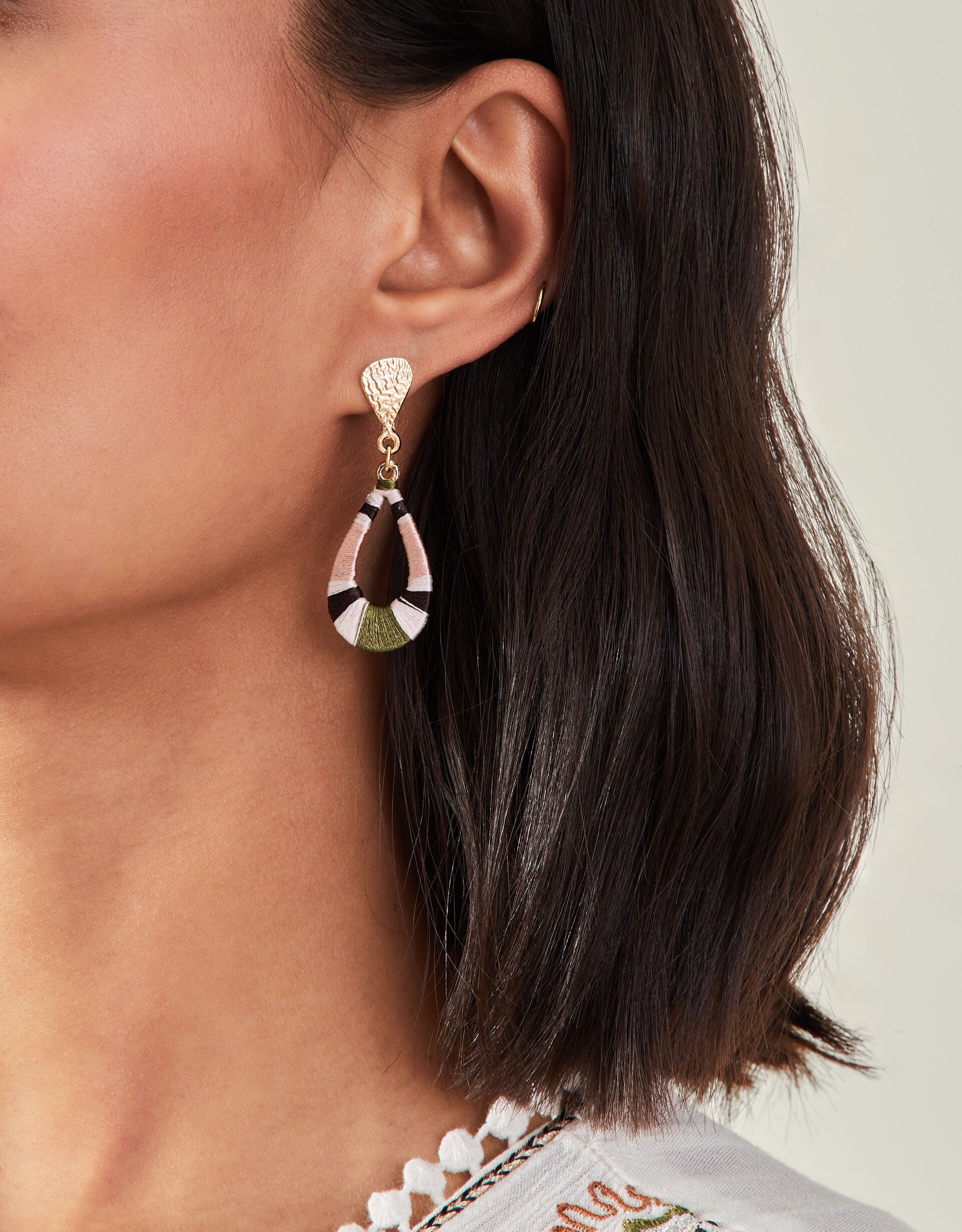 Thread wrapped earrings deals