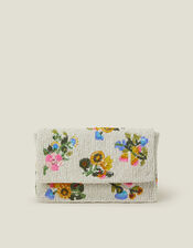 Embellished Floral Clutch Bag, , large
