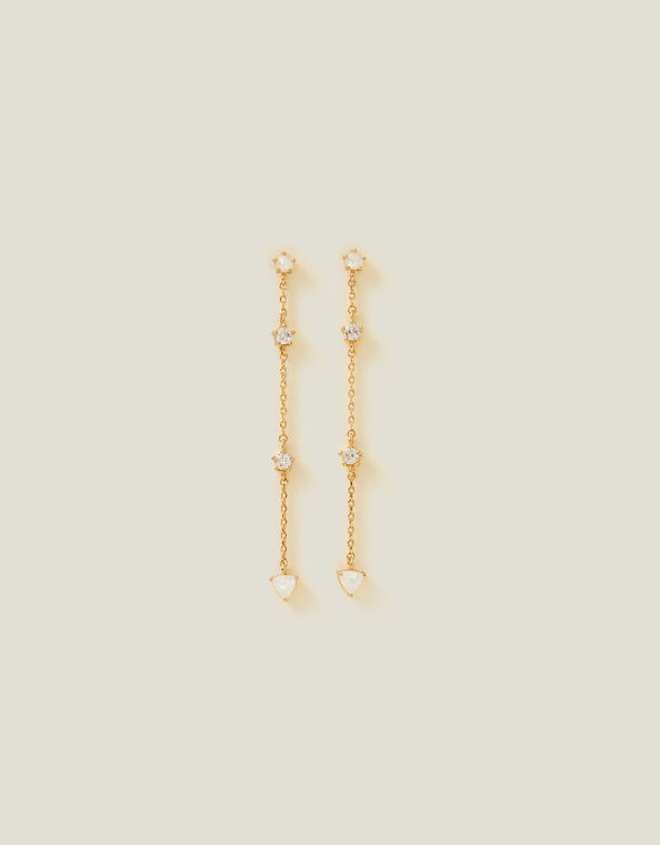 14ct Gold-Plated Opal Long Drop Earrings, , large