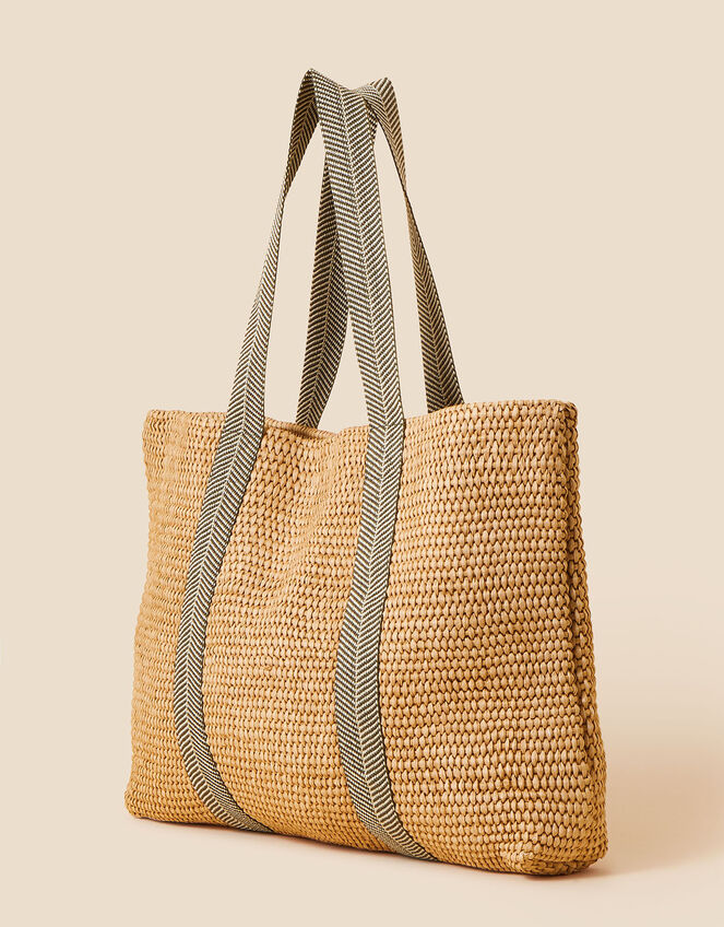 Large Raffia Webbing Strap Bag, , large
