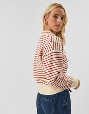 Cherry Stripe Polo Neck Jumper, Cream (CREAM), large