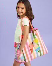 Girls Ice Cream Stripe Shopper Bag, , large