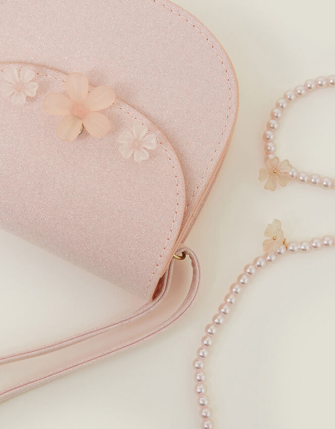 Girls Gem Flower Bag and Jewellery Set, , large