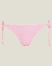 Seersucker Side Tie Bikini Bottoms, Pink (PINK), large