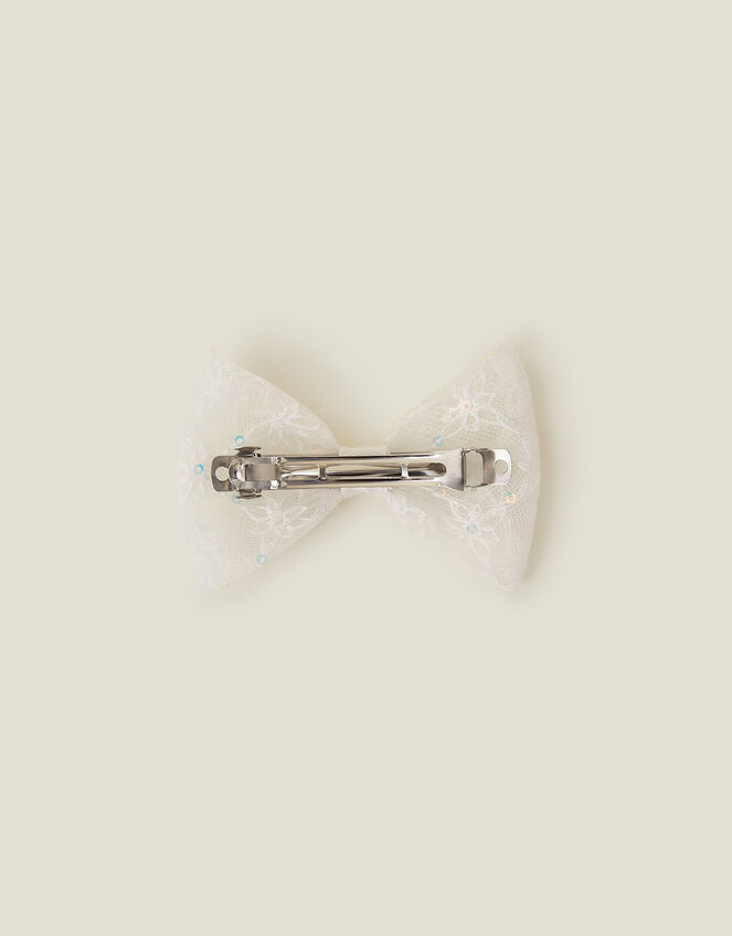 Girls Lace Bow Barrette Clip, , large