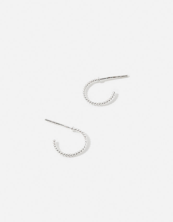 Sterling Silver Twisted Rope Hoops, , large