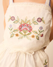 Floral Embroidered Lace Trim Cami Top, Ivory (IVORY), large