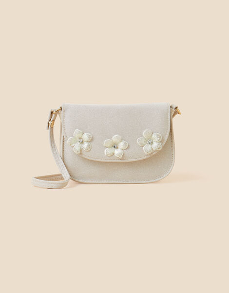 Kids Shimmer Flower Embellished Bag, , large