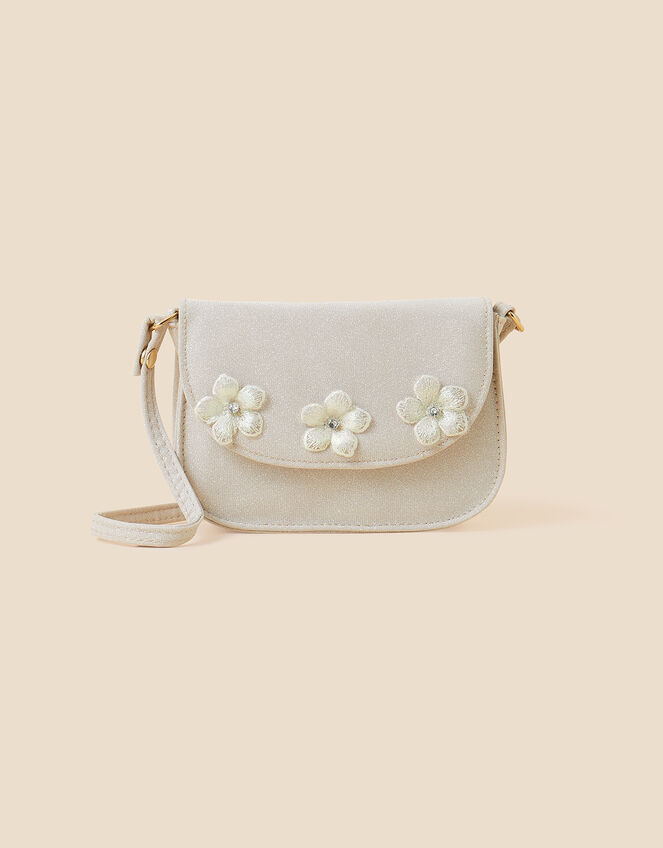 Kids Shimmer Flower Embellished Bag, , large