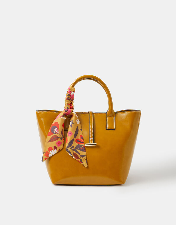 Floral Scarf Patent Handbag, , large