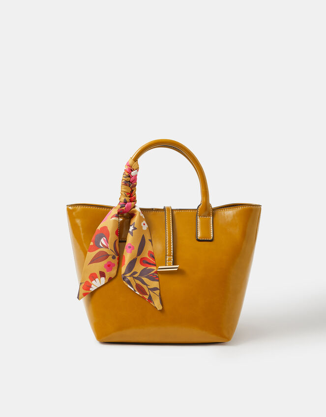 Floral Scarf Patent Handbag, , large