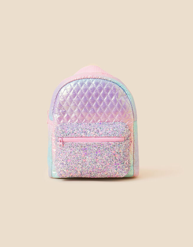 Girls Glitter Mini Quilted Backpack, , large