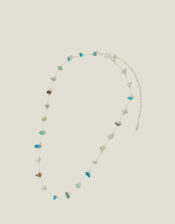 Sterling Silver-Plated Stone Station Necklace, , large