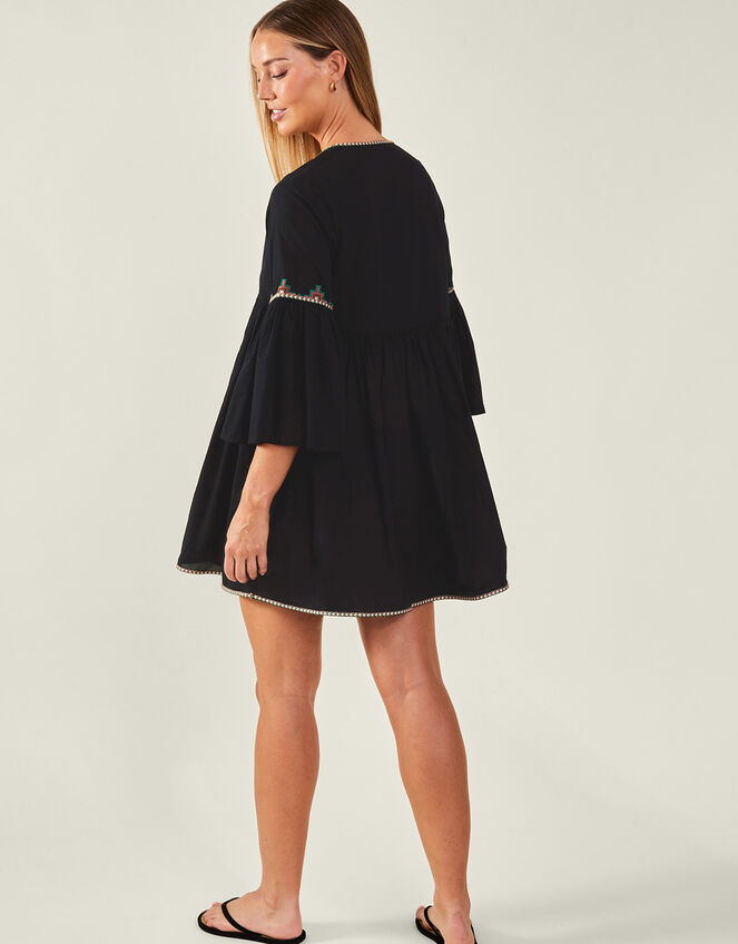 Geometric Embroidered Dress, Black (BLACK), large