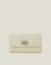 Diamond Stitch Tri-Fold Purse, Cream (CREAM), large