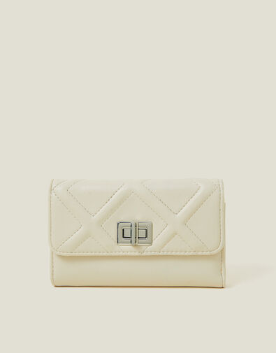 Diamond Stitch Tri-Fold Purse, Cream (CREAM), large