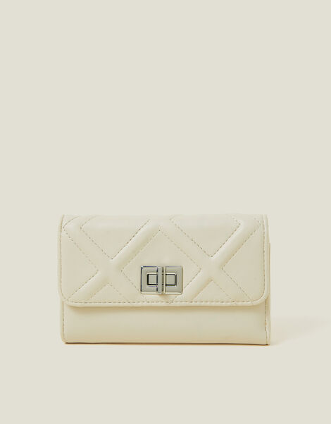 Diamond Stitch Tri-Fold Purse, Cream (CREAM), large
