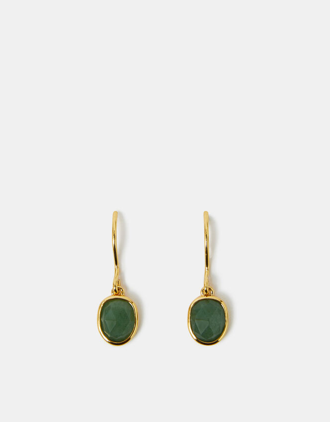 14ct Gold-Plated Aventurine Drop Earrings, , large