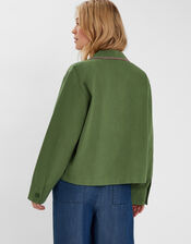 Jasmine Embroidered Cotton Jacket, Green (KHAKI), large