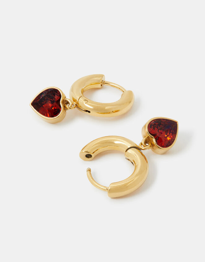 Stainless Steel Heart Drop Huggie Hoop Earrings, , large