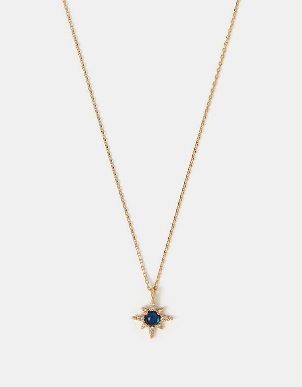 14ct Gold-Plated Gemstone Star Pendant Necklace, , large