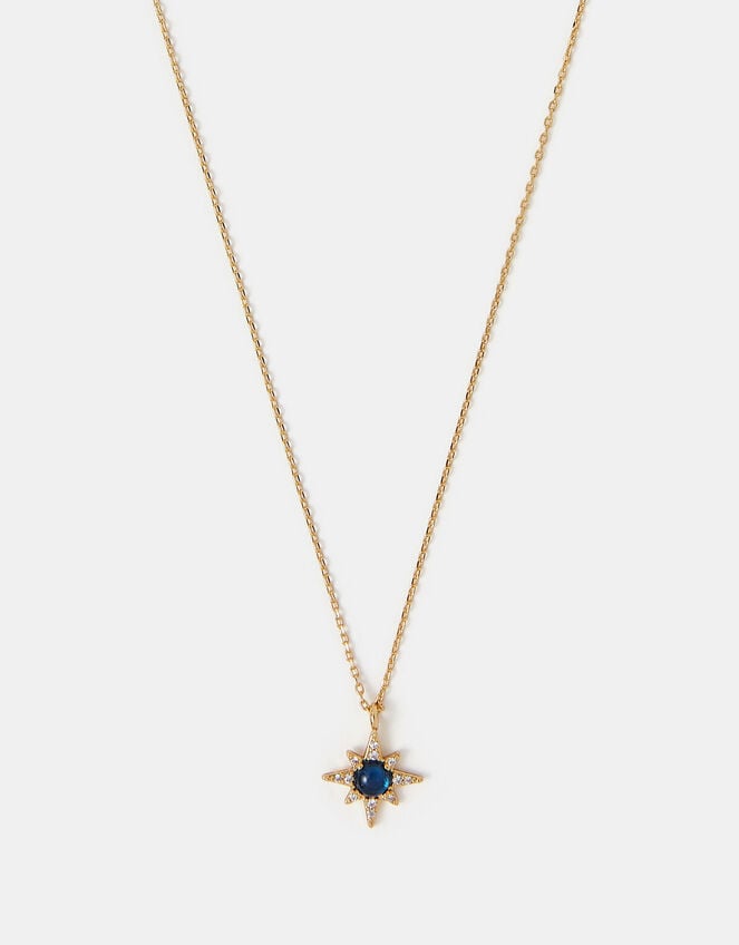 14ct Gold-Plated Gemstone Star Pendant Necklace, , large