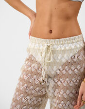 Crochet Wide Leg Beach Trousers, White (WHITE), large