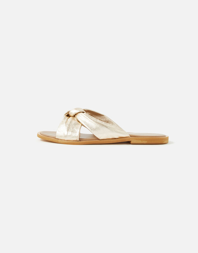 Leather Knotted Sliders , Gold (GOLD), large