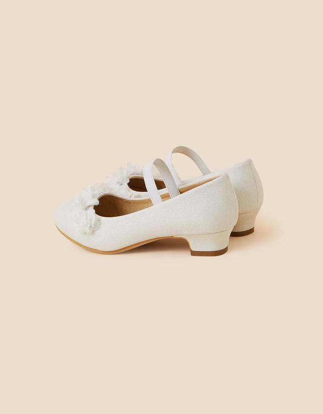 Flower Heeled Flamenco Shoes, Ivory (IVORY), large
