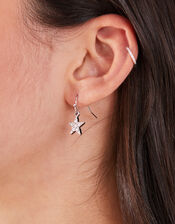Pave Star Short Drop Earrings, , large
