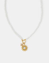 14ct Gold-Plated Mother Of Pearl Sun Bead Necklace, , large
