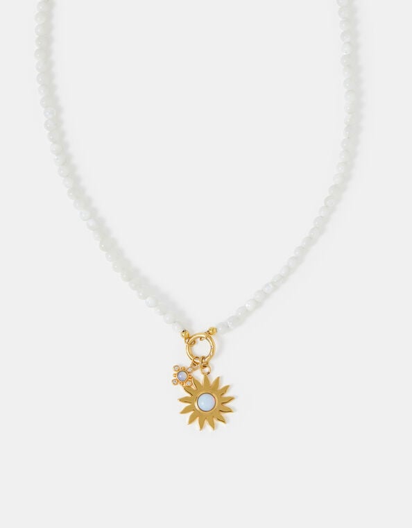 14ct Gold-Plated Mother Of Pearl Sun Bead Necklace, , large