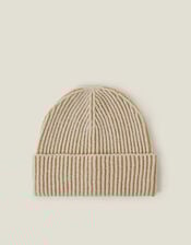 Chunky Rib Beanie Hat, Natural (NATURAL), large