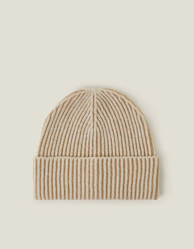 Chunky Rib Beanie Hat, Natural (NATURAL), large
