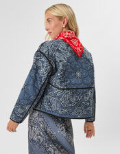 Paisley Print Quilted Jacket, Blue (BLUE), large