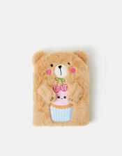 Girls Fluffy Bear Notebook, , large