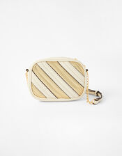 Stripe Cross-Body Camera Bag, Cream (CREAM), large
