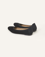 Elastic Suede Ballerina Flats, Black (BLACK), large