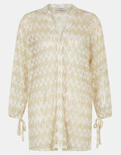 Crochet Beach Shirt, White (WHITE), large