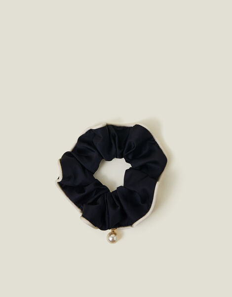 Pearl Charm Piped Hair Scrunchie, , large