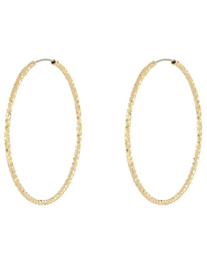 Medium Textured Hoop Earrings, Gold (GOLD), large