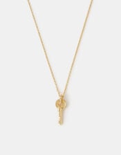 14ct Gold-Plated Key Pendant Necklace, , large