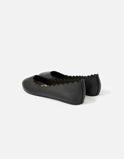 Scallop Ballerina Flats, Black (BLACK), large