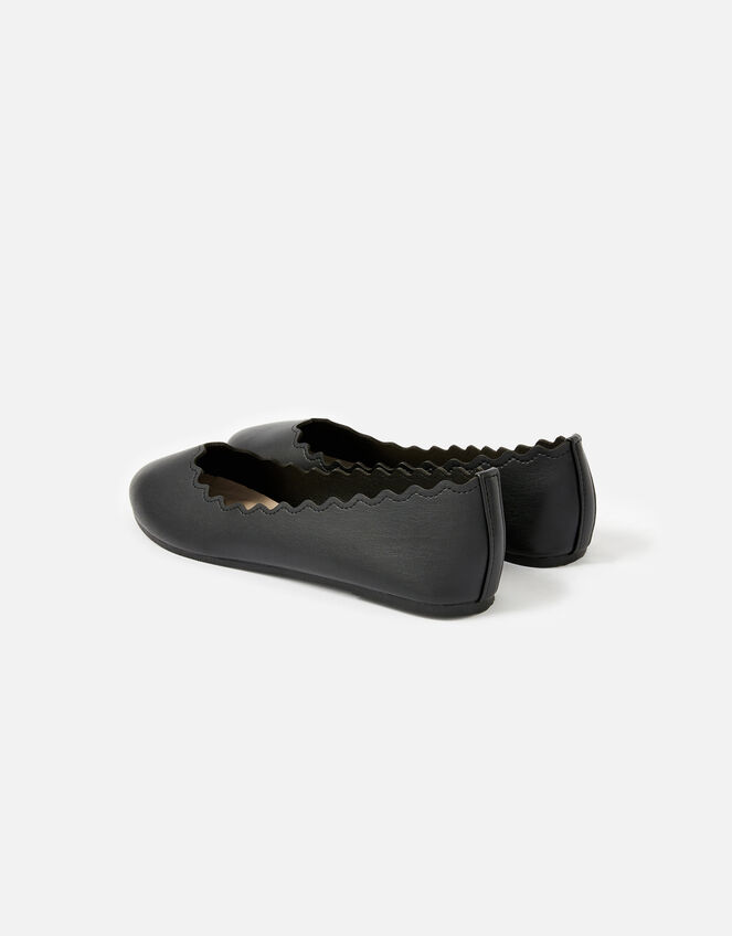 Scallop Ballerina Flats, Black (BLACK), large