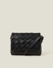 Woven Leather Cross-Body Bag, , large