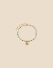 Beaded Coin Charm Anklet, , large