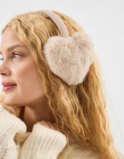 Faux Fur Heart Earmuffs, , large