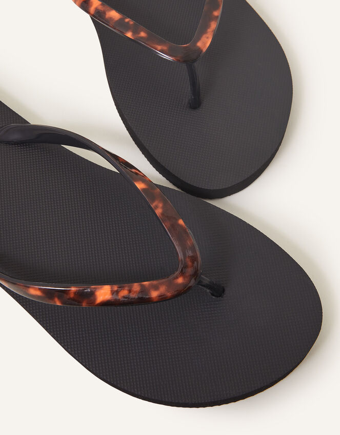 Tortoiseshell Toe-Post Flip Flops, Black (BLACK), large
