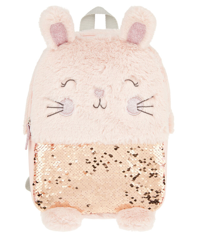 Bella Bunny Fluffy Sequin Backpack, , large