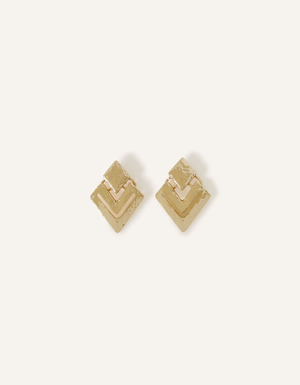 Diamond Cut-Out Short Drop Earrings, , large